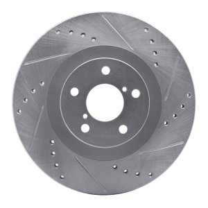 Saab 9-2X Brake Rotor (1) - Front Right - R1 Concepts - Drilled & Slotted - Silver - `01-`08